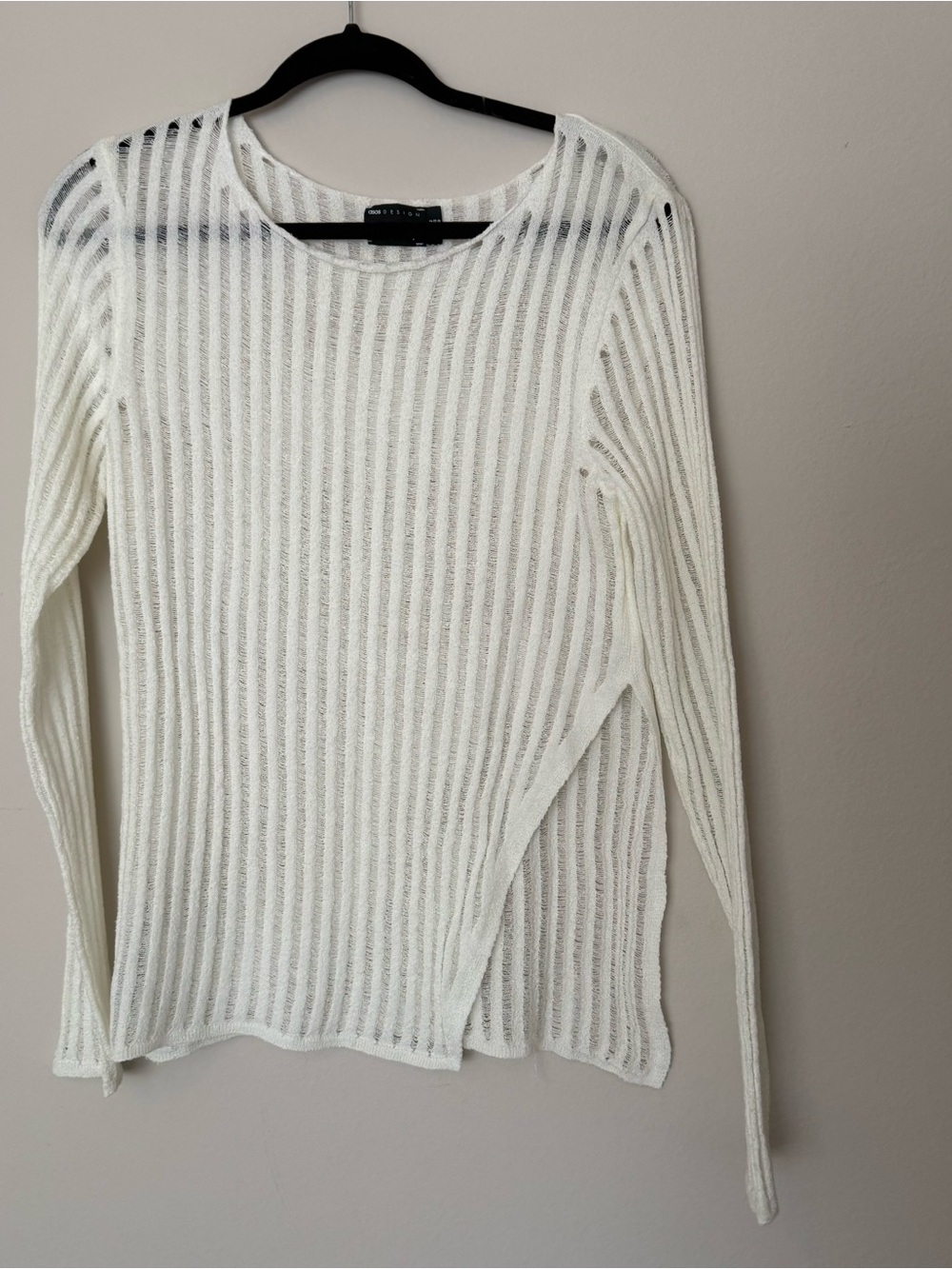 Lightweight White Ribbed Knit Top